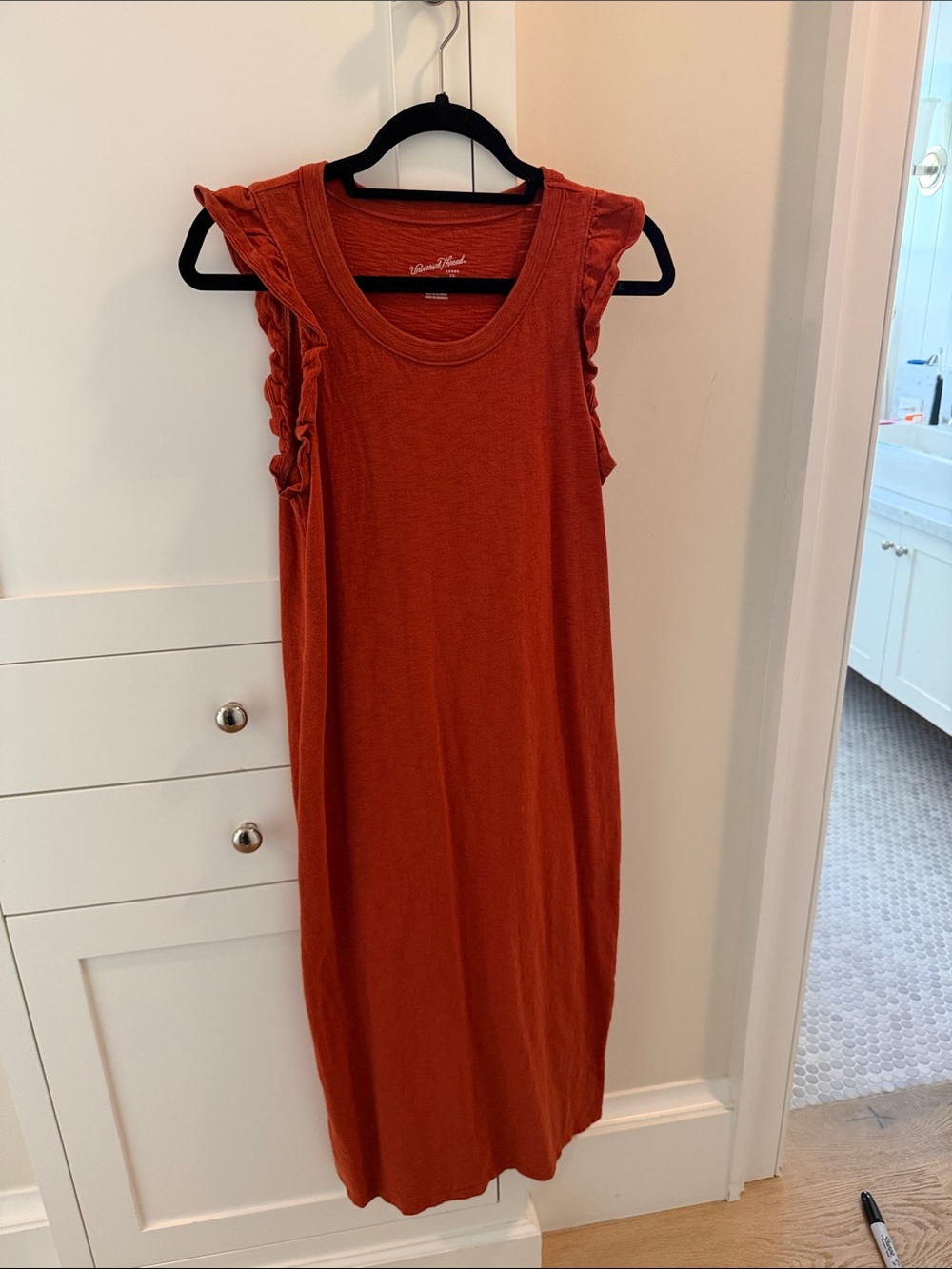Universal Thread Rust Sleeveless Ruffle Midi Dress